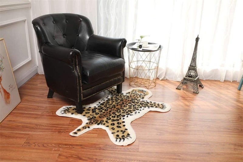 yingda1992 Leopard Print Area Rug, Faux Cowhide Skin Animal Printed, Artificial Carpet, Mat, Faux Carpet (A) / 31.5x41.3in, for Decorating Living Room - Image 4